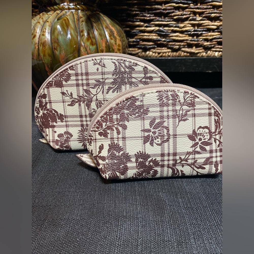 LIKE NEW 2 Plaid & Floral Make Up Bags